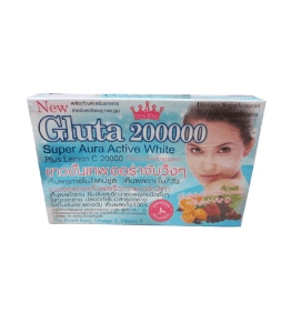 Gluta 200000 Super Aura Active White Skin Plus Lemon C Softgel