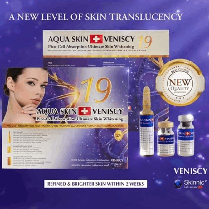 Aqua Skin Veniscy 19 Pico Cell Absorption Ultimate Skin Whitening Injection